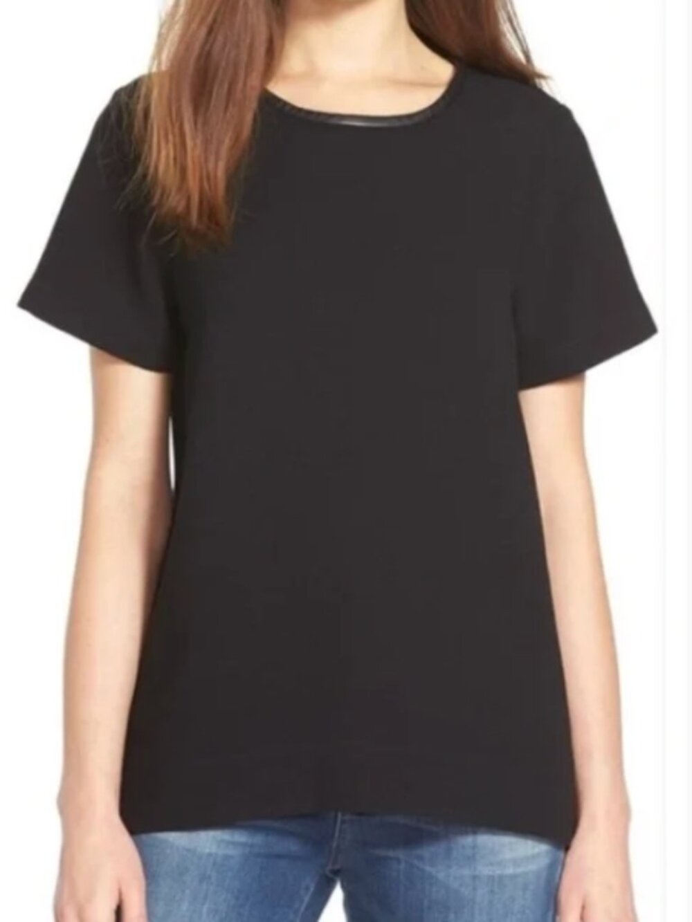 Madewell Leather-Trim Tailored Tee